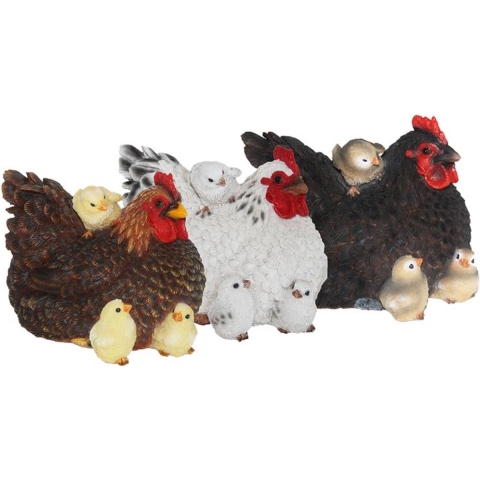 Esschert Design Liggende kip met kuikens