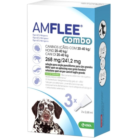 Amflee Amflee Combo Spot-on Hond 268 mg, 20-40 kg - 3 pipetten