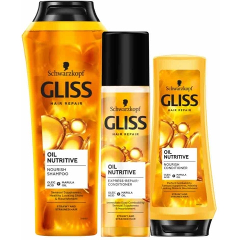 Gliss Oil Nutrive - Shampoo, Conditioner&Anti-klit Spray - Pakket