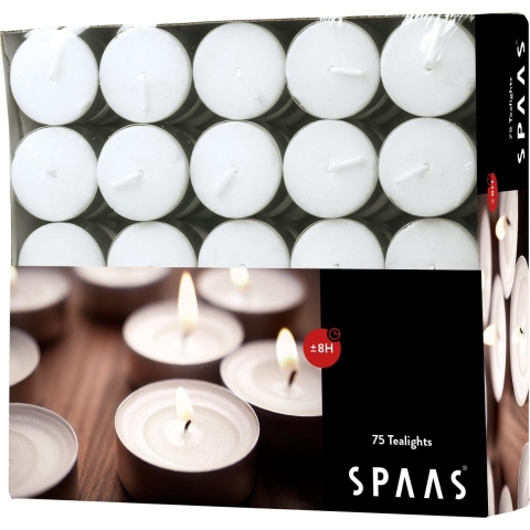 SPAAS Theelichten doos± 8 branduren 75 stuks