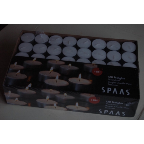 SPAAS Theelichten Wit 8 Branduren 120 stuks