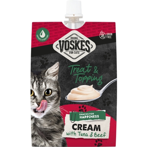 15x Voskes Original Cream Kattensnack Tonijn&Rund 90 gr