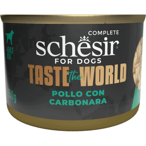 8x Schesir Taste The World Hond Kip&Carbonara 150 gr
