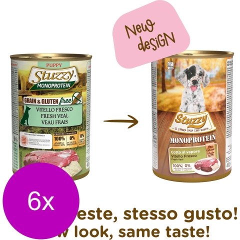 6x Stuzzy Hondenvoer MonoProtein Puppy Kalfsvlees 400 gr