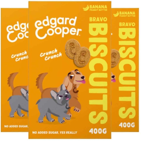 3x Edgard&Cooper Adult Biscuit Banaan&Pinda 400 gr