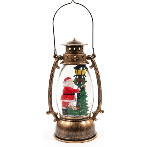 Lantern With Santa In Glitter Lighted Water Led Warm Wh - Annas collection