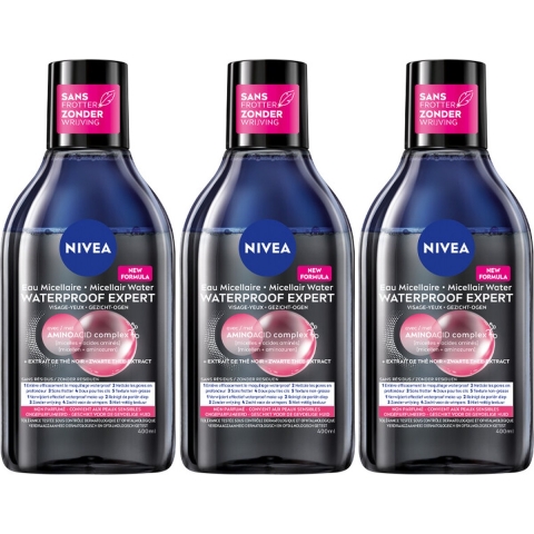 3x Nivea 0% Residu Micellair Water Waterproof 400 ml