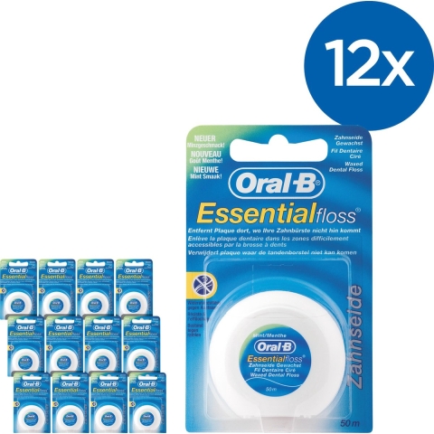 12x Oral-B Essential Floss Mint 50 meter