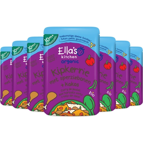 7x Ella's Kitchen Kipkerrie met sperziebonen&Kokos 10+ m 10+m 190 gr