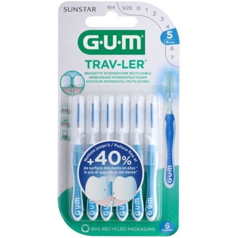 3x GUM Trav-Ler Ragers Blauw 1.6mm 6 stuks