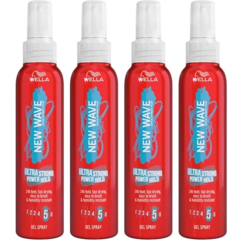 4x Wella New Wave Ultra Strong Power Hold Gel Spray 150 ml
