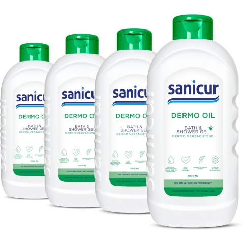 4x Sanicur Bad en Douchegel Dermo Oil 1000 ml