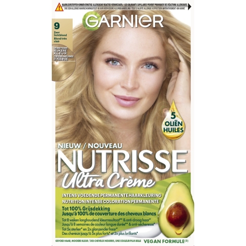 1+1 gratis: Garnier Nutrisse Ultra Crème Permanente Haarkleuring 9.0 Zeer Lichtblond
