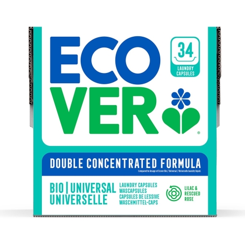 1+1 gratis: Ecover Wascapsules Universal Lilac&Rescued Rose 34 stuks