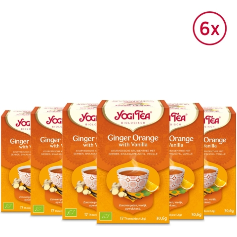 6x Yogi tea Ginger, Orange, Vanilla Biologisch 17 stuks