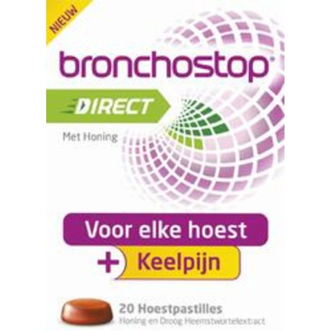 2x Bronchostop Hoestpastilles Direct Met Honing 20 stuks