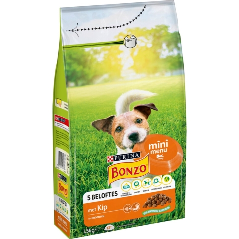 3x Bonzo Droogvoer Mini Menu Kip 1,5 kg