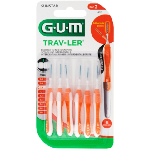 3x GUM Trav-Ler Ragers Oranje 0.9mm 6 stuks