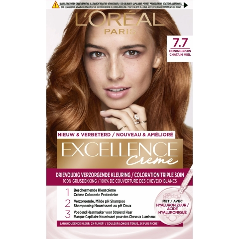 1+1 gratis: L'Oréal Excellence Crème Permanente Crèmekleuring 7.7 Honingbruin