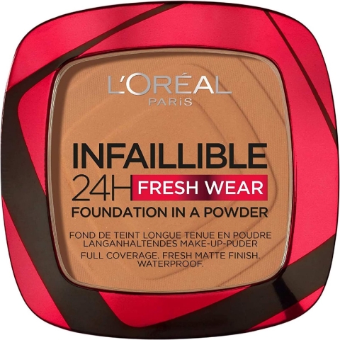 1+1 gratis: L'Oréal Infaillible 24H Fresh Wear Foundation Poeder 330 Hazelnut