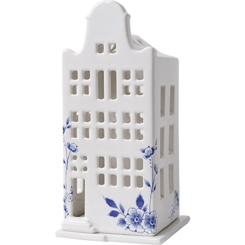 HEINEN - Delfts Blauw - Waxinelichthouder huis klokgevel