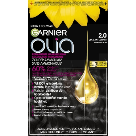 1+1 gratis: Garnier Olia Permanente Crèmekleuring 2.0 Diamant Zwart
