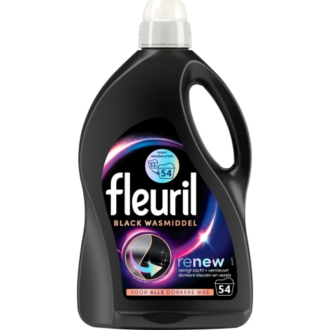 2+3 gratis: Fleuril Black Wasmiddel 54 wasbeurten 2,430 liter