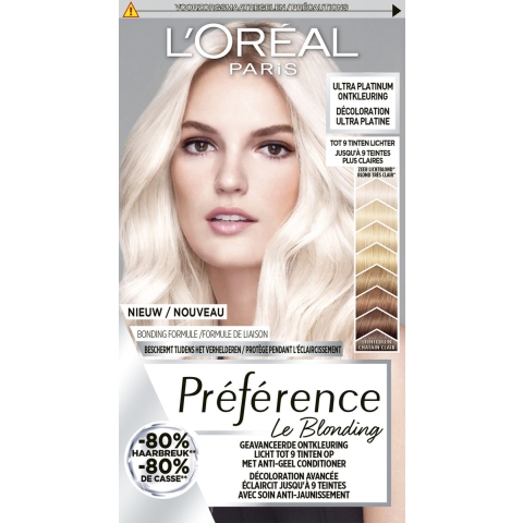 1+1 gratis: L'Oréal Préférence Le Blonding Ontkleuring Ultra Platinum - Platinum Blond