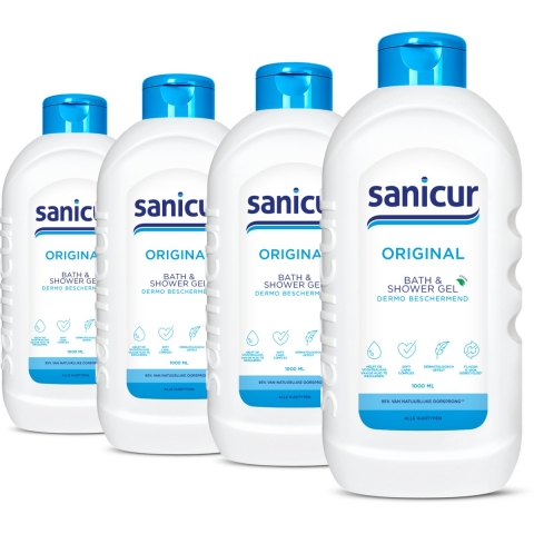 4x Sanicur Bad en Douchegel Original 1000 ml