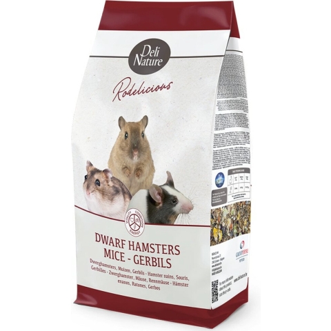 5x Deli Nature Rodelicious Dwerghamsters, Muizen en Gerbils 750 gr