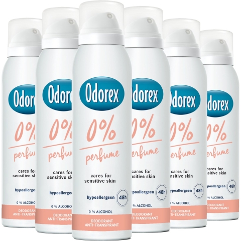 6x Odorex Deodorant Spray 0% 150 ml