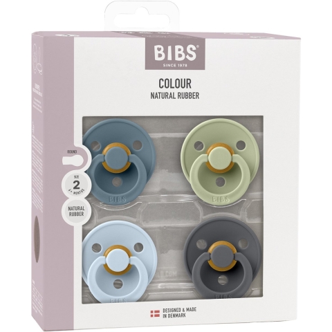 Fopspeen BIBS Colour Petrol/Sage/Baby Blue/Iron 6-18 mnd 4 st