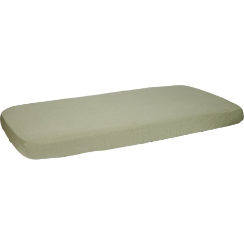 Hoeslaken Ledikant Little Dutch Muslin Olive 40x80