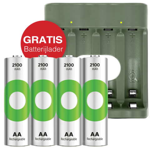 GP Free Charger B441 4x 2100mah Aa Oplaadbare Batterijen