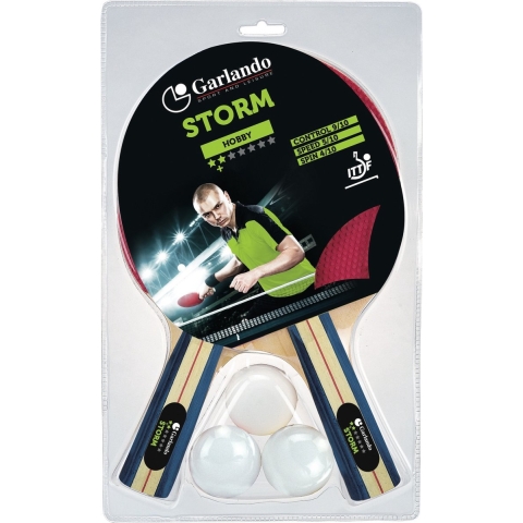 Garlando Storm Tafeltennis Set - 2 Bats en 3 Pingpongballen