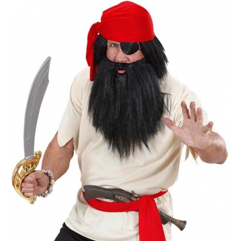 Piraten carnaval/verkleed baard met snor - zwart - voor volwassenen -