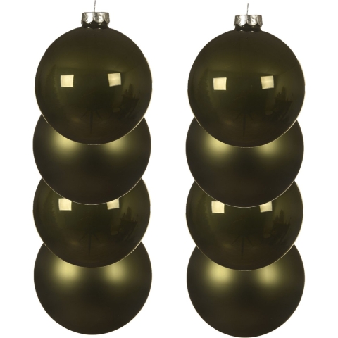 8x stuks glazen kerstballen mos groen 10 cm mat/glans -