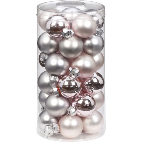 60x stuks kleine glazen kerstballen lichtroze 4 cm -