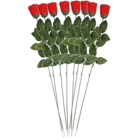 8x Rode Rosa/roos kunstbloem 60 cm -