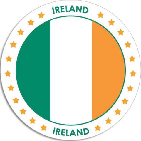 20x Ierland sticker rond 14,8 cm landen decoratie -