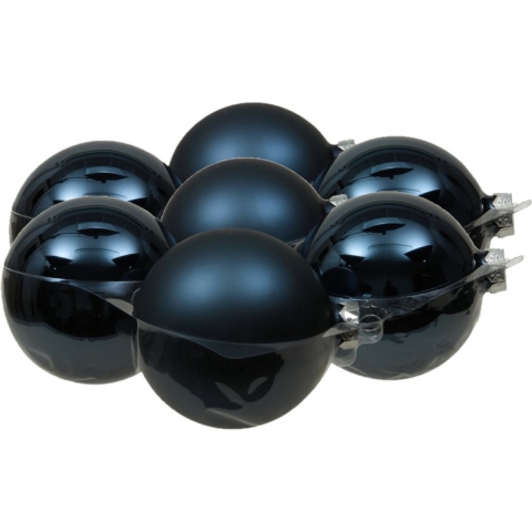 8x stuks glazen kerstballen donkerblauw 10 cm mat/glans -