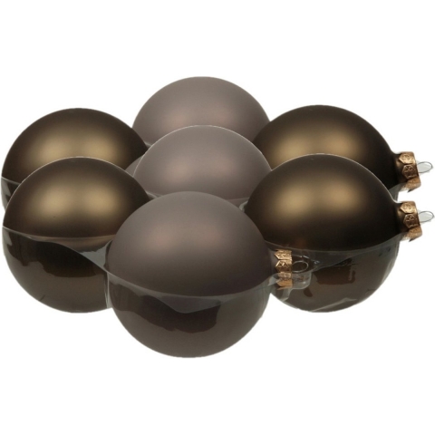 8x stuks glazen kerstballen eucalyptus grijs/bruin 10 cm mat/glans -