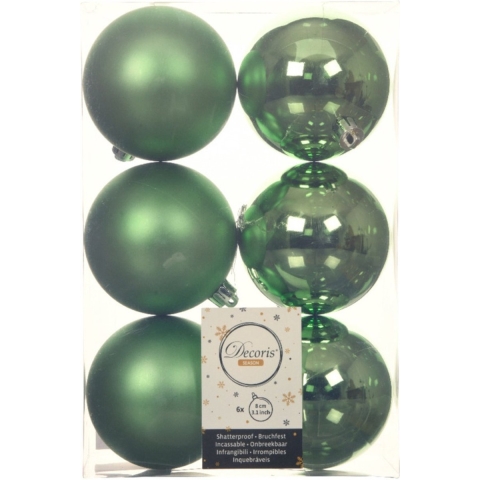 24x stuks kunststof kerstballen groen 8 cm glans/mat -