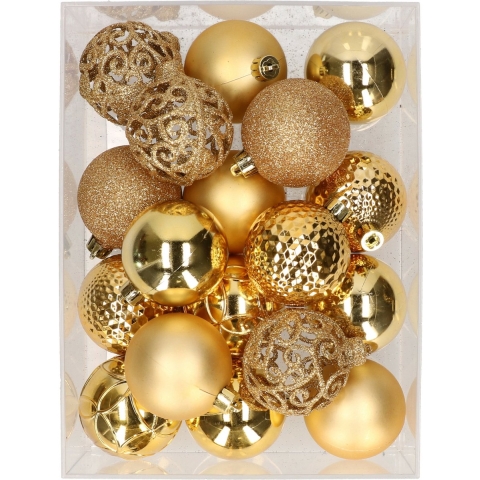 37x stuks kunststof kerstballen licht goud 6 cm -