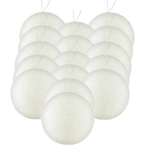 24x stuks kerstballen zilver/wit glitters kunststof 7 cm -