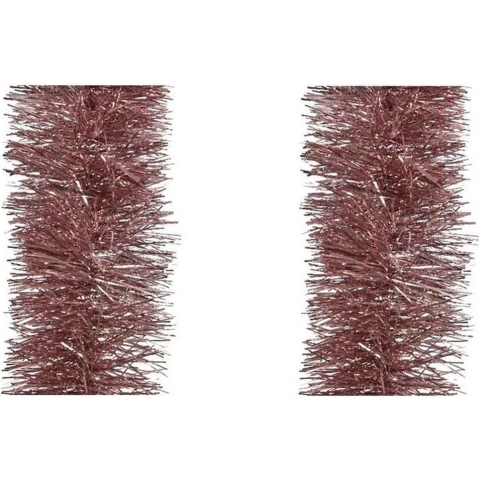 3x stuks oud roze kerstslingers kerstboom 10 cm breed x 270 cm versiering -