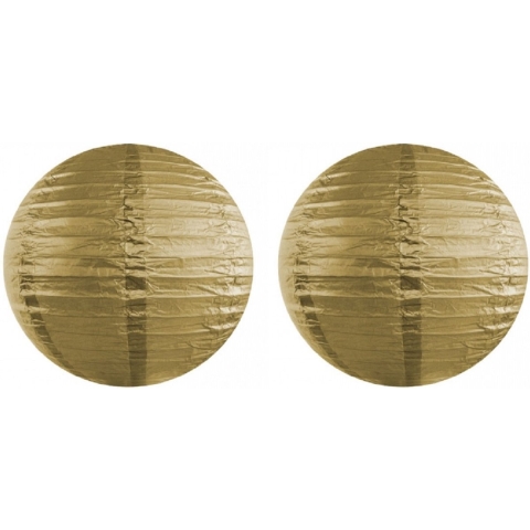 Set van 4x stuks luxe bol vorm feest lampionnen goud 35 cm -