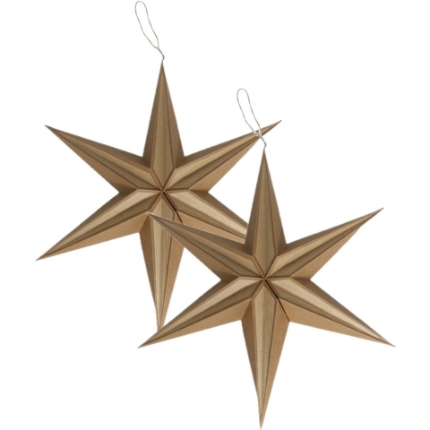 2x stuks papieren decoratie kerstster lampionnen bruin 30 cm -