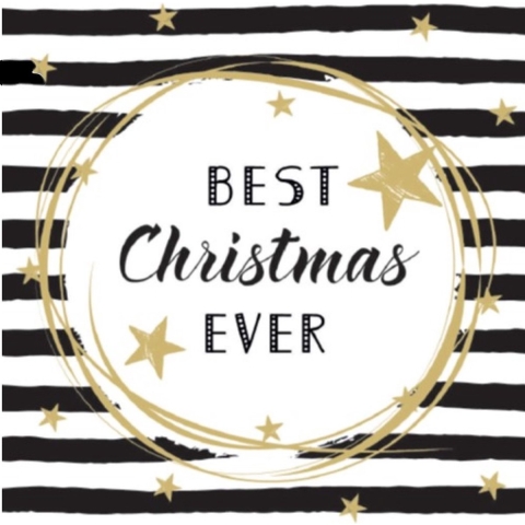 80x stuks kerst thema tafel servetten Best Christmas Ever 33 x 33 cm -