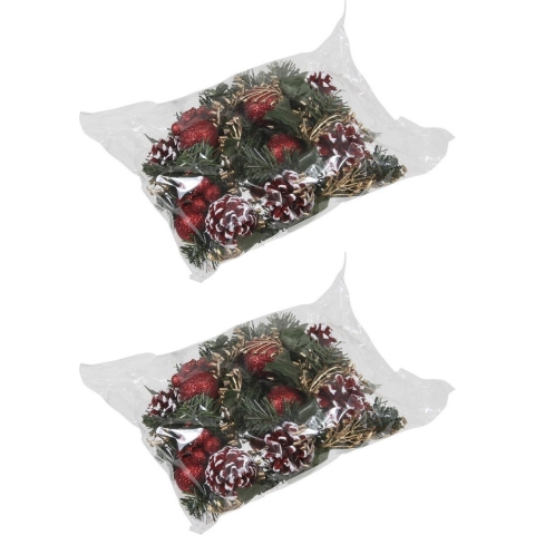 Set 12x rode decoraties op stekers 12 cm kerststukje onderdelen -